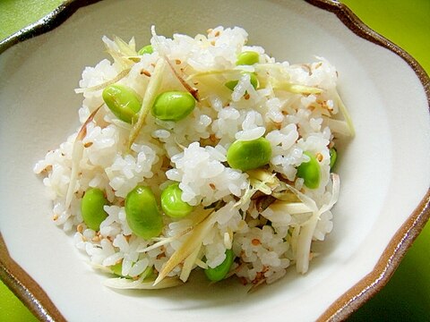 枝豆とミョウガ生姜の酢飯ごはん